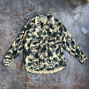 Vintage Prentiss Outdoors Shirt Mens XL Camo Chamois Hunting Shooting USA Cotton